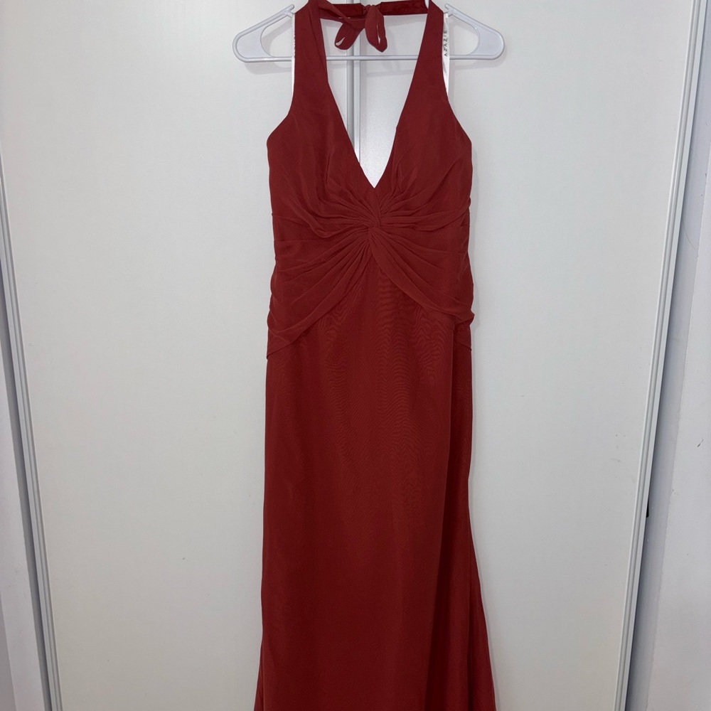 Elegant Red Halter Evening Dress
